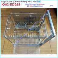 [HCM]Kệ Gia vị Inox 2 tầng Euro KAG-ED285-40cm kệ để gia vị ray giảm chấn âm tủ bếp cao cấp