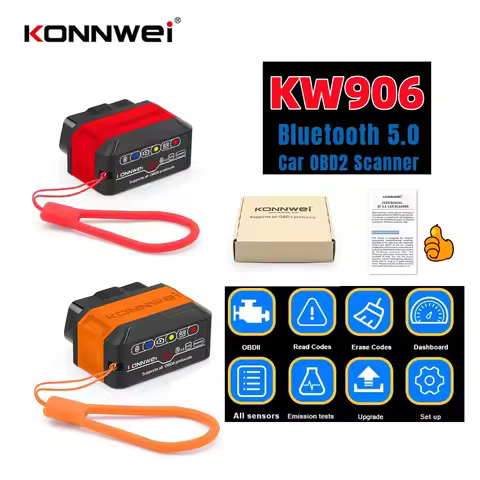KONNWEI KW906 ELM327 V1.5 Pic18F25K80 OBD2 Scanners Bluetooth 5.0 For Android/IOS OBD 2 Car Diagnost