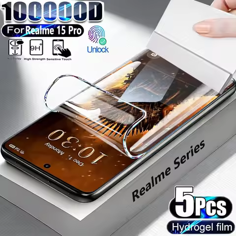 5 Pcs Hydrogel Film For Realme 15 Pro 9 10 11 12 Pro Screen Protector For Realme 15T 13 5G 8i 6 7 8