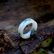 Jade Ring With Narrow Front Pipe Shape Size: 56mm.