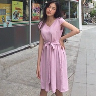 Bemo yellow/pink tie-waist dress with flared shape xb