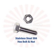 SS 304 M8 Hex Nut Bolt Bolt Nut M8 Stainless Steel 304 M8 x 65 - 150mm SS M8BM