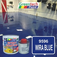 (WIRA BLUE 9596) 1L Epoxy Paint GREENTECH PAINT (750ml Colour + 250ml Hardener) CAT LANTAI BERKUALITI (Include Hardener)