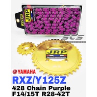 JRP Sprocket Set 415 Yamaha RXZ Y125Z Y125ZR Rantai 428 PURPLE Duty Chain Gold Steel R28T-42T Motor 