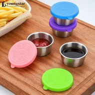 【FY】  50/70ml 304 Stainless Steel Salad Container Small Condiment Container with Lids Leakproof Box 