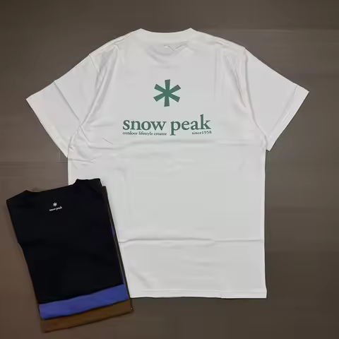 snow peak 25SS Outdoor Casual Loose Cotton T-Shirt Embroidered Logo Crew Neck Short Sleeve