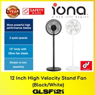 IONA GLSF121-B/W 12" High Velocity Stand Fan (Black/White) WITH 1 YEAR WARRANTY