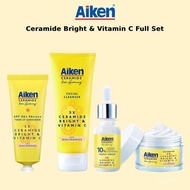 AIKEN 5x Ceramide Bright & Vitamin C Full Set | Sunscreen | Cleanser | Serum | Moisturiser | Niacina