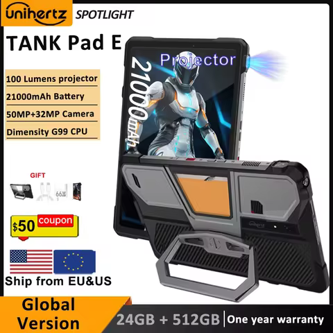 Unihertz 8849 TANK PAD E Rugged Tablet with Projector 21000mAh 120Hz IP68/IP69K 24GB 512GB 66W 10.95