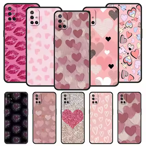 Gold Pink Rose Glitter Hearts Phone Case For OnePlus 10 9 Pro 9T 10R 9R 9RT 8T 8 7 6T 7T Nord 2T CE 