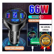 [SG FREE 🚚] 66w 4-In-1 Car Charger / High Quality Super Fast Charger / Multifunction Portable Digita