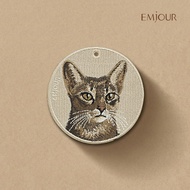 EMJOUR Double-Sided Embroidered Charm-Abicia Cat | Cat Pet Souvenir Gift Cat Key Ring