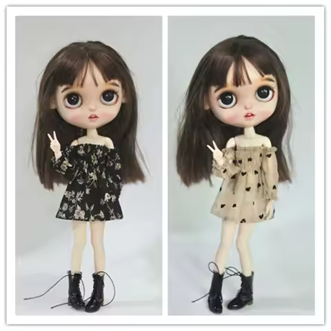 2 Sizes 1/6BJD Clothes Blyth One-Shoulder Dress 1/6Doll Skirt (Fit Pullip, Ob24, ICY, Yosd, 1/6 BJD)