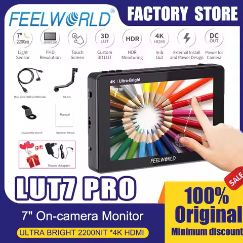 FEELWORLD 7'' IPS LUT7 PRO DSLR Field Monitor 4K HDMI 3D LUT 2200nits 1080P HD For HDMI for Nikon So