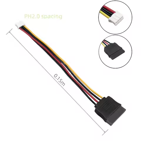 ITX Power Cord SATA15P Female To Small 4PIN Female PH2.0mm Pitch To SATA Female Sata Power Cord 15cm
