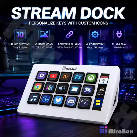 MiraBox 293S Stream Deck 15 LCD Keys Macro Pad Mini Keyboard Live Streaming Control Deck Streamdecks