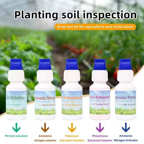 4 in 1 Soil Test Solution Kit PH kalium Phosphorus Nitrogen Measuring Soil Test Liquid Kit for Agric
