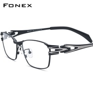 FONEX กรอบแว่นตาไททาเนียมผู้ชาย2024ใหม่ F85764แว่นสายตาแว่นสายตาแบบเบาสี่เหลี่ยมย้อนยุค