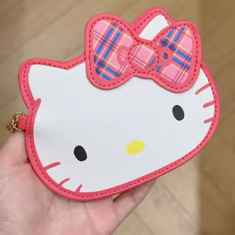 MINISO Sanrio KT Coin Purse Japanese Cute Lattice Large Capacity Birthday Gift Girl Lovely 50th Anni