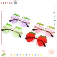CLEVER Strawberry Sunglasses, Metal Street Snap Rimless Sun Glasses, Hip Hop Halloween Costume Y2K S