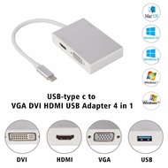 4 in1 USB 3.1 Type C to HDMI+VGA+DVI+USB3.0 Female Adapter for Macbook Laptop
