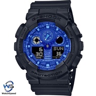 Casio G-Shock GA-100 GA100BP-1A GA-100BP-1A Lineup Paisley Blue Series Black Resin Band Watch