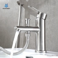 Double Washbasin Faucet with Bathroom Hot and Cold Water Washbasin Shampoo Sprinkler Stainless Steel