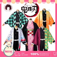 【iBeetag】Anime Demon Slayer Kimetsu No Yaiba Zenitsu Giyu Tanjirou Kamado Nezuko Cosplay Women Kids Men Kimono Uniform Halloween Party Costume