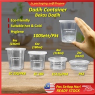 BENXON EC Bekas Dadih Jelly 100Pcs Small Round Container with Lids 2oz 4oz 6oz 8oz Bekas Sos Puding