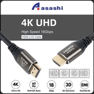 ASASHI HDMI Cable 2.0 4K 60Hz UHD 3D 18Gbps High Speed HDMI Cable for HDTV Blueray PS4 PS5 Xbox PC