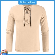 Men Long Sleeve Shirt Ethnic Men Top Mens Medieval Knight Shirt Viking Pirate Tunic Costume for Hall