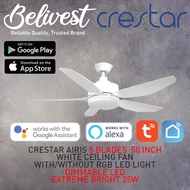 (CLIMATE VOUCHER) Crestar AIRIS+ WIFI SMART Ceiling Fan 5 Blades 50 Inch & 56 Inch - White/Black/Dar