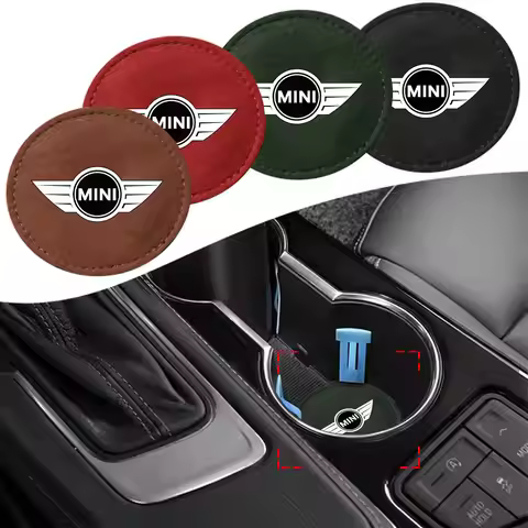 2pcs Suede Leather Car Cup Holder Coaster Auto Anti Slip Cup Holder Pad For BMW MINI Cooper One S R5