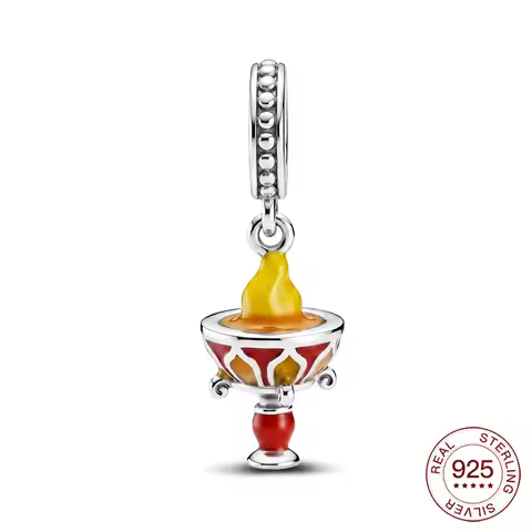 New 925 Sterling Silver Pendant Diwali Oil Lamps Charms Jewelry Making For Original Bracelet Ladies 