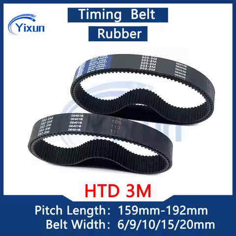 HTD 3M Timing Belt Length 159 162 165 168 171 174 177 180 183 186 189 192mm Width 6/9/10/15/20mm 3M 