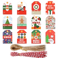 96pcs Christmas Paper Tags Kraft Gift Tags Hang Labels Christmas Tree Snowflake Elk for DIY Label Package Name Card