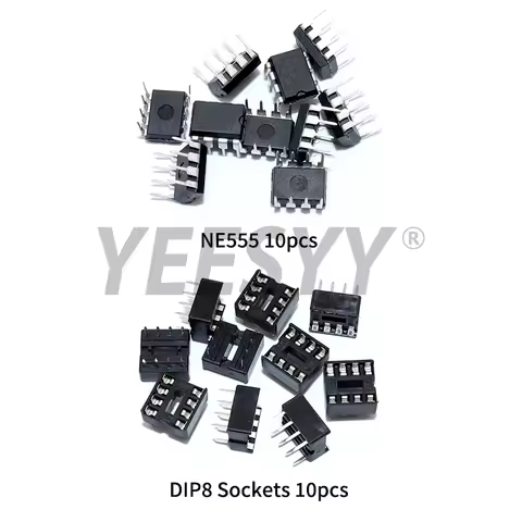 20Pcs (10 Each) NE555 IC 555 NE555P Timer Programming Oscillator Chip & 8 Pin DIP Sockets