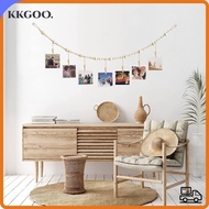 KKGOO Picture Holder, Wooden Beads Wall Decoration Photo Display, Creative Wall Hanging Decor Clip W