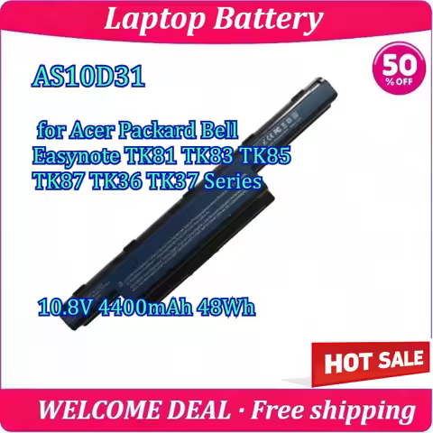 New AS10D31 for Acer Packard Bell Easynote TK81 TK83 TK85 TK87 TK36 TK37 Series Laptop Battery 10.8V