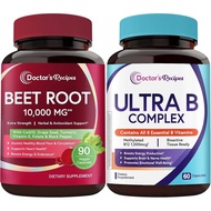 Doctor’s Recipes Beet Root 10000 mg + Ultra B Complex Bundle, Extra Strength Beet Root with Grape Se