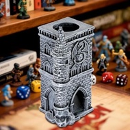 D & D Castle Dice Tower for All Dice Sizes, 3D Resin Rolling Trays, Fantasy Tabletop Game Accessorie