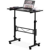 32-Inch Black Mobile Standing Desk: Adjustable Height, Wheeled Design, Ideal for Walking Pad Treadmi