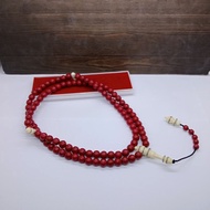 MERAH Red marjan stone prayer beads with bone combination A389