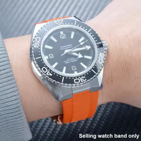 Fluororubber Strap For Omega Seamaster Planet Ocean 600M 217.32.42,217.30 diving watch band FKM Rubb