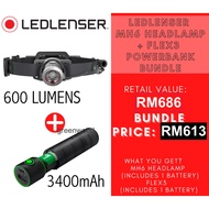 MH10 LED LENSER RECHARGEABLE 600lm Headlamp + Flex3 Powerbank [LedLenser Bundle, Flex 3, Transportation Lock]