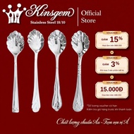 KINSGEM Flower Cake Spoon By CHOCKMEN High Quality 304 Stainless Steel Flower Shaped Spoon Tea Spoon