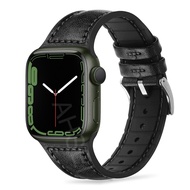 [HOT JUXXKWIHGWH 514] สำหรับ Apple Watch 7 Band 45มม. 44มม. 42มม. 41มม. 40มม. 38มม. Sweatproof ของแท้หนังและยาง Hybrid สำหรับ IWatch SE 6 5 4 3