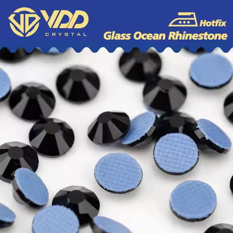 VDD 002 Jet SS6-SS30 Hot-Fix Glass Crystal Rhinestones Flatback Iron On Strass Stones For DIY Fabric