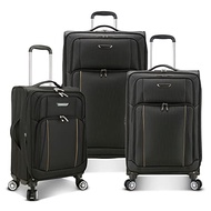 Traveler's Choice Lares Softside Expandable Luggage with Spinner Wheels, Black, 3 Piece Luggage Set