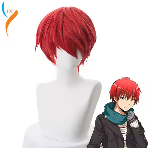 Assassination Classroom Karma Akabane / Akashi Seijuro / Sasori Short Flame Red Cosplay Wig Costume 